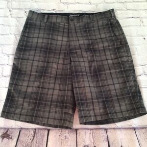 Nike golf dri fit smoky gray plaid flat front golf shorts size‎ 36